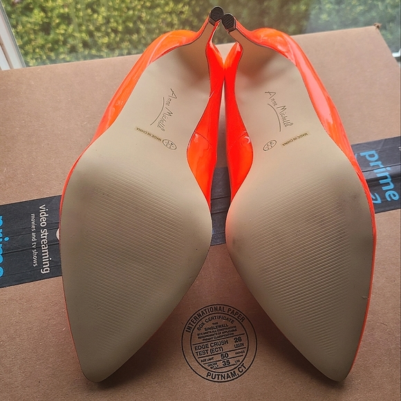 NWOT Neon Orange Anne Michelle Patent Stilettos - Picture 8 of 10